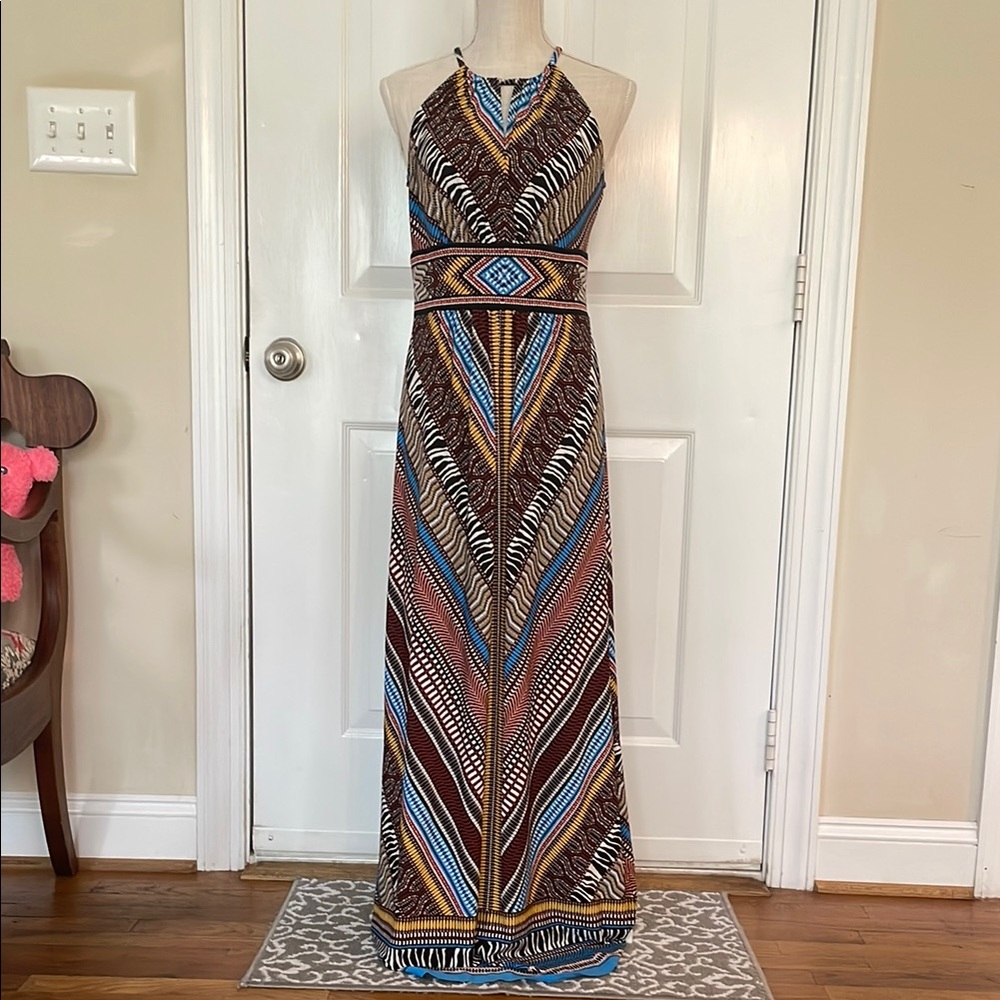 Multicolor Halter Maxi Dress